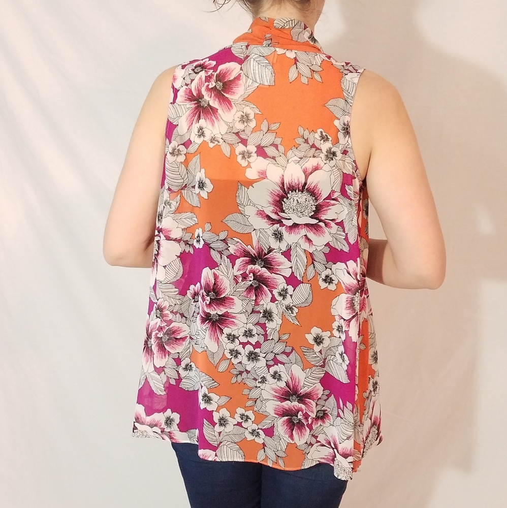Woman's floral kimono cardigan loose open front - Picture 7 of 8